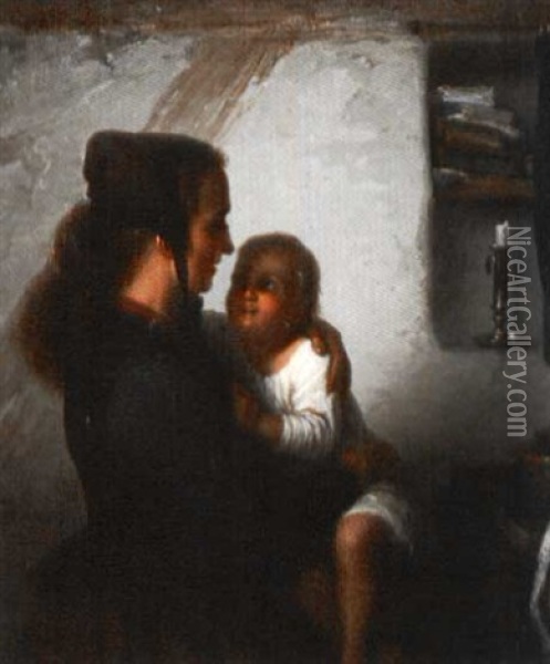Maternal Bliss Oil Painting - Johann Georg Meyer von Bremen