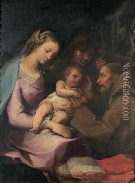 Madonna Con Il Bambino, San Francesco E Una Santa Oil Painting - Rutilio Lorenzo Di Manetti