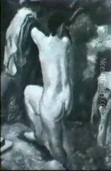 Baigneuse Sortant De L'eau Oil Painting - Amedee Marie Dominique Dubois de La Patelliere