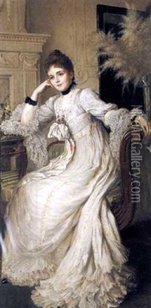 Portrait Of Mrs. Bacher Oil Painting - Herbert Sidney