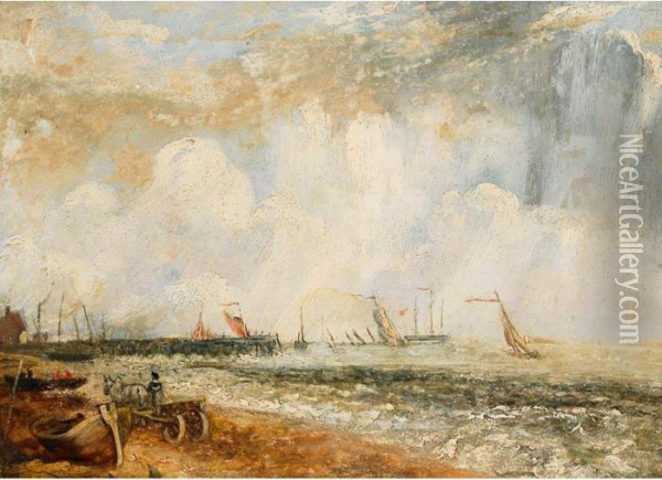 Yarmouth Jetty, After John Constable Oil Painting - George Hilditch