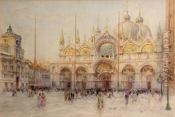 A View Of St. Mark's Square, Venice Oil Painting - Henry Charles Brewer