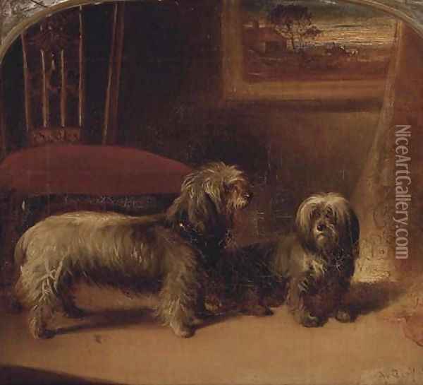 Two dandie dinmont terriers in an interior Oil Painting - Gourlay Steell