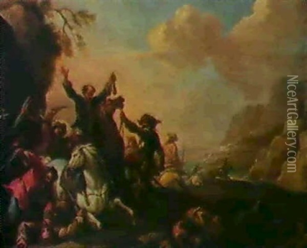 Ein Uberfall Auf Reisende. Oil Painting - Francesco Giuseppe Casanova