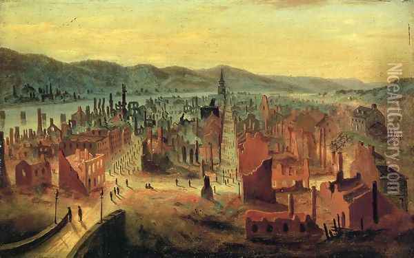 Pittsburgh after the Fire, 1845, from Boyd's Hill Oil Painting - William Coventry Wall