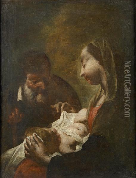 The Holy Family Oil Painting - Francesco Daggiu Daggiu Il Capella