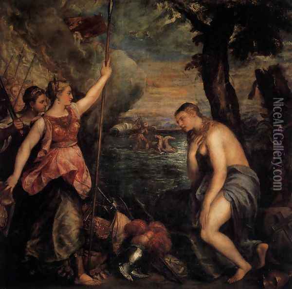 Spain Succouring Religion Oil Painting - Tiziano Vecellio (Titian)