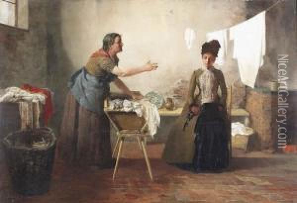 Auf Besuch Bei Der Wascherin. Oil Painting - Alexander Demetrius Goltz