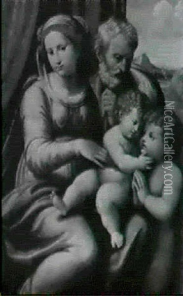 Sacra Famiglia Con S. Giovannino Oil Painting - Innocenzo di Pietro (da Imola) Francucci