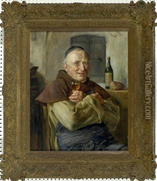 Bruder Kellermeister Mit Weinglas Oil Painting - Ernst Nowak