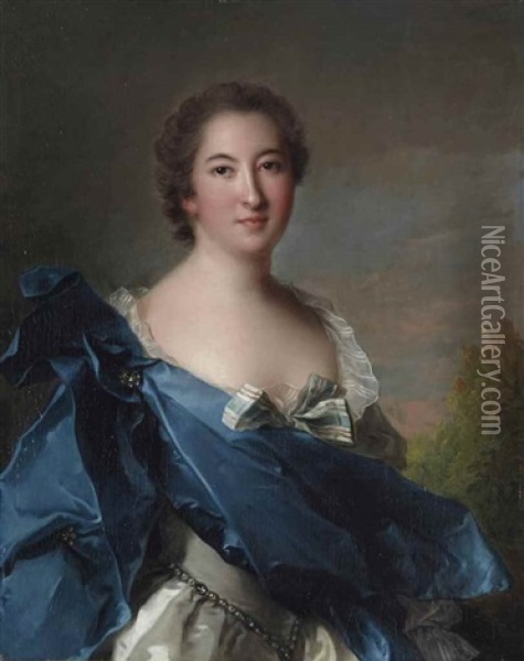 Portrait De La Marquise De Clermont Gallerande Oil Painting - Jean Marc Nattier