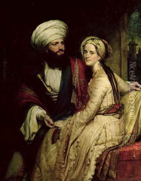 James Silk Buckingham and his Wife Oil Painting - Henry William Pickersgill