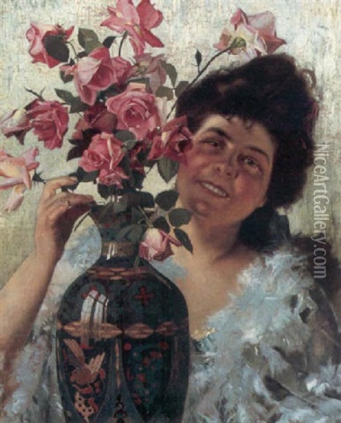 Red Roses Oil Painting - William H. Mcentee