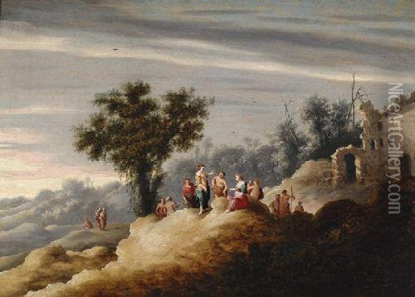 Arcadian Landscape With Nymphs Oil Painting - Cornelis Van Poelenburch