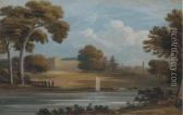 Syon House From The Thames Oil Painting - Cornelius Varley