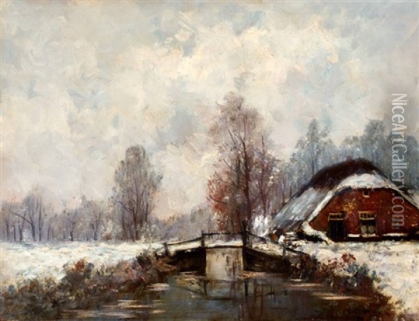 Boerderij In Sneeuwlandschap Oil Painting - Charles Dankmeijer