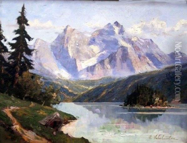 See Im Hochgebirge Oil Painting - August Schluter