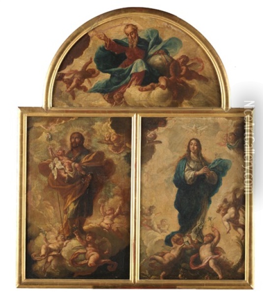 San Jose, Inmaculada Y Dios Padre. (tres) Oil Painting - Juan Vicente De Ribera