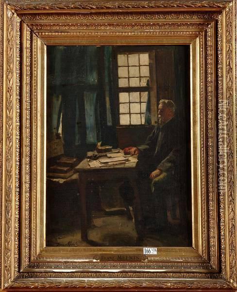 Homme A Sa Table De Travail Oil Painting - Frans Meerts