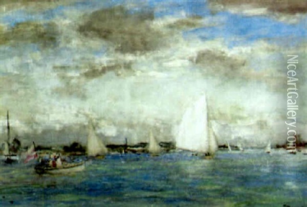 A Yacht Race, Shoreham Oil Painting - Walter Westley (Sir) Russell