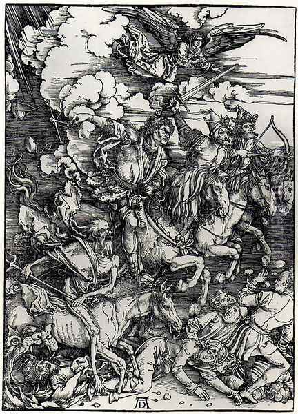 Four Horsemen of the Apocalypse Oil Painting - Albrecht Durer
