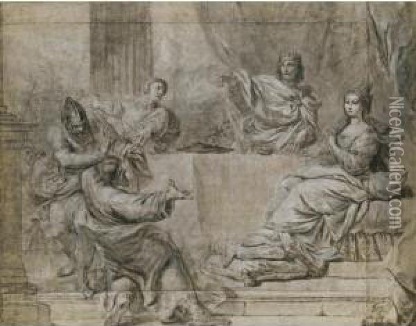 Esther Obtains The Punishment Of Haman From King Ahasuerus Oil Painting - Antonio Gionima