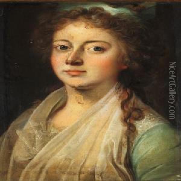 Portrait Of Queen Marie Sophie Frederikke Oil Painting - Jens Juel