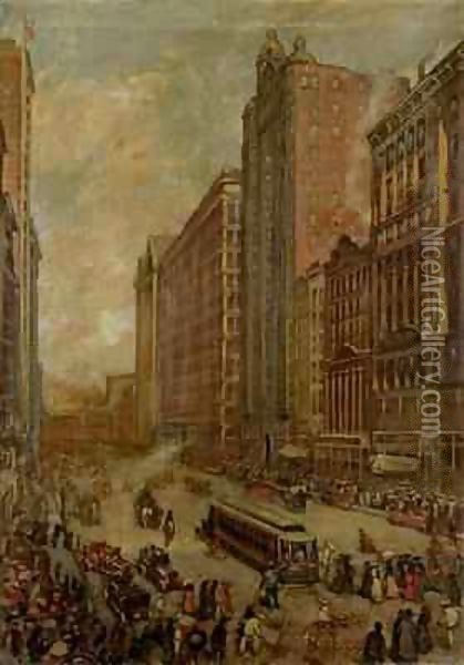 State Street, Chicago Oil Painting - Harold Harrington Betts