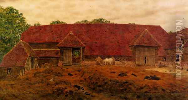 The Old Barn At Whitchurch Oil Painting - George Price Boyce