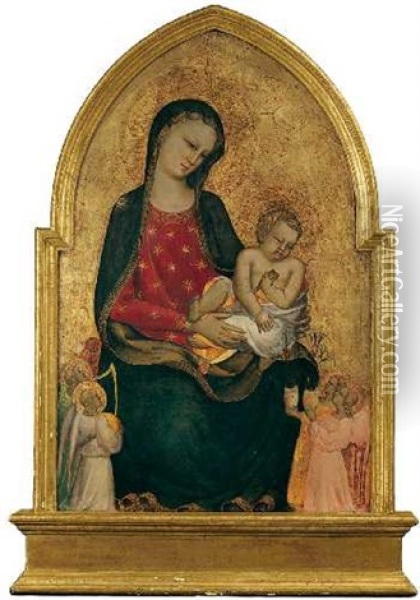 Madonna Mit Dem Kind Und Vier Engeln Oil Painting - Giovani di Francesco Toscani