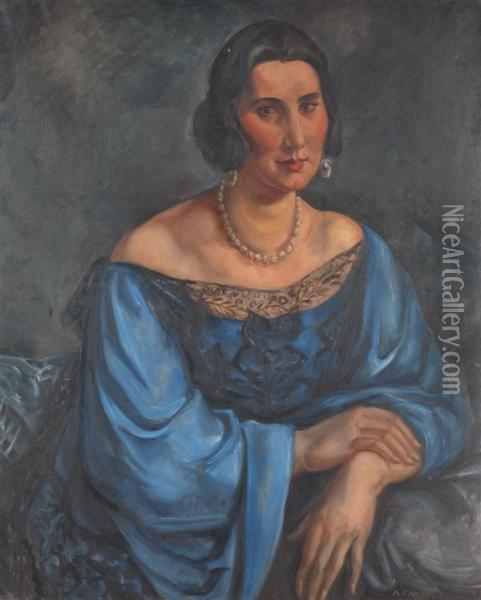 Portrait De Femme Oil Painting - Andre Favory