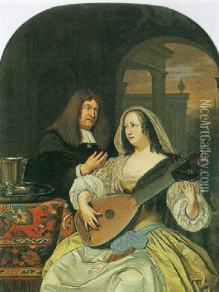 The Music Lesson Oil Painting - Frans van Mieris the Elder