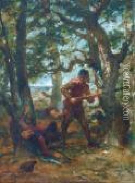 Soldaten Im Wald Oil Painting - Narcisse-Virgile D Az De La Pena
