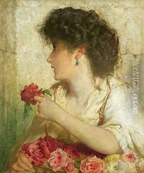 A Summer Rose Oil Painting - George Elgar Hicks