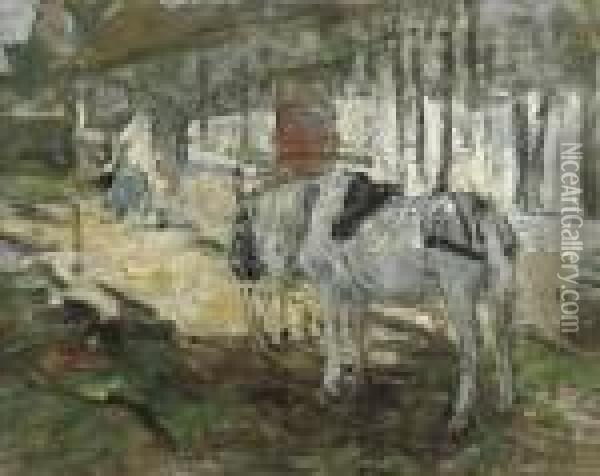 Cheval Normand Oil Painting - Eugene Boudin