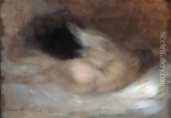 Reclining Nude Oil Painting - Eugene Carriere