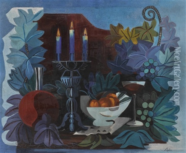 Still Life With Candelabra Oil Painting - Alexandra Exter