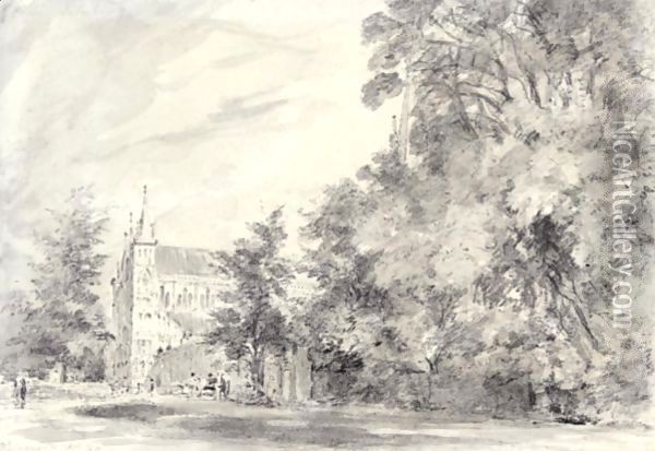 Salisbury Cathedral From Lower Marsh Close Oil Painting - John Constable