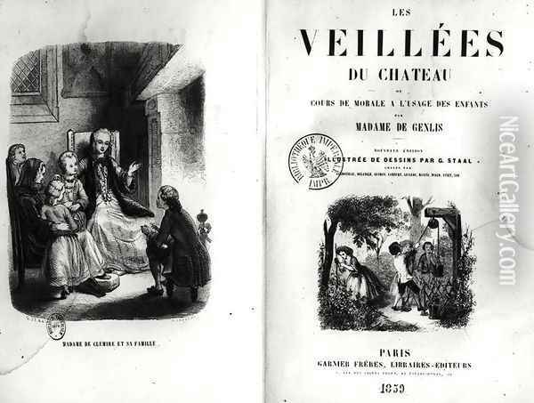 Frontispiece of Les Veilles du Chateau ou Cours de Morale a lUsage des Enfants by Madame de Genlis 1746-1830 published in 1859 Oil Painting - Pierre Gustave Eugene (Gustave) Staal