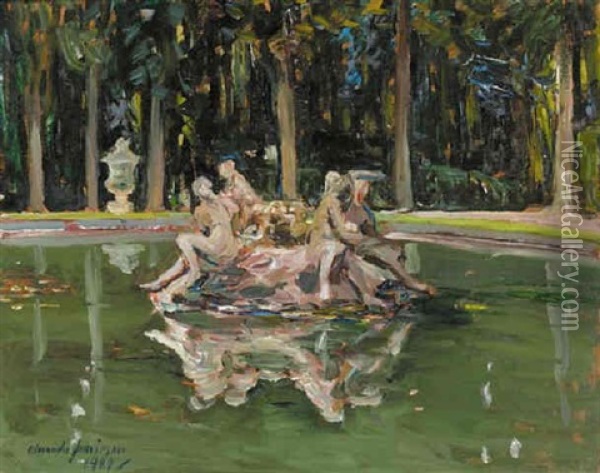 The Fountain Of The Four Maidens, The Trianon, Versailles Oil Painting - Alexander Jamieson