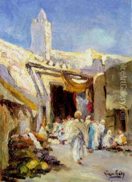 Entree Des Souks A Kairouan Oil Painting -  Lazare-Levy