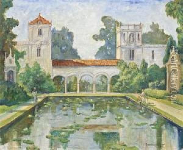Lily Pond, Balboa Park, San Diego Oil Painting - Colin Campbell Cooper