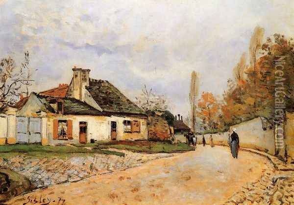 Neighborhood Street in Louveciennes Oil Painting - Alfred Sisley