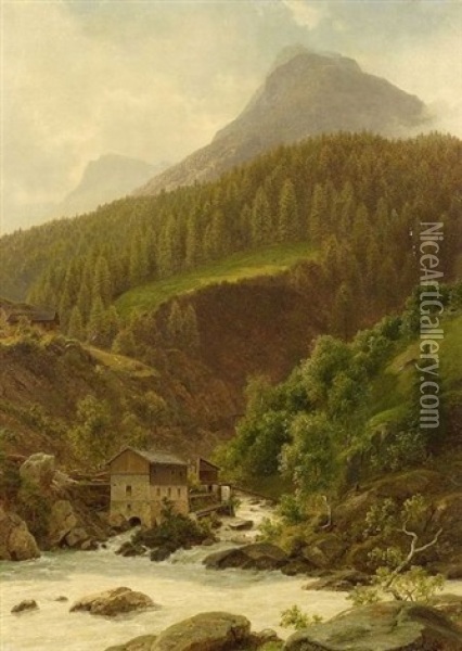 The Millhouse Oil Painting - Georg Emil Libert