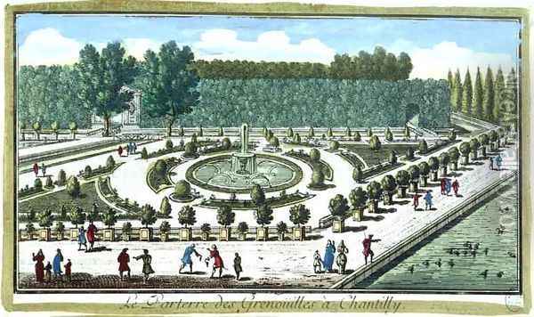 The Parterre des Grenouilles, Chantilly, from Vues des belles maisons de France published 1680 Oil Painting - Adam Perelle