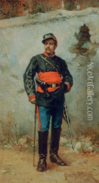 A French Officer Oil Painting - Simon Gomez Polo