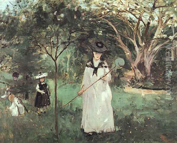 The Butterfly Chase Oil Painting - Berthe Morisot