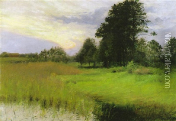 Insjolandskap Oil Painting - Gustaf Theodor Wallen
