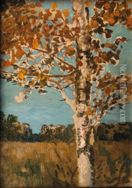 Birch Tree Oil Painting - Hans am Ende