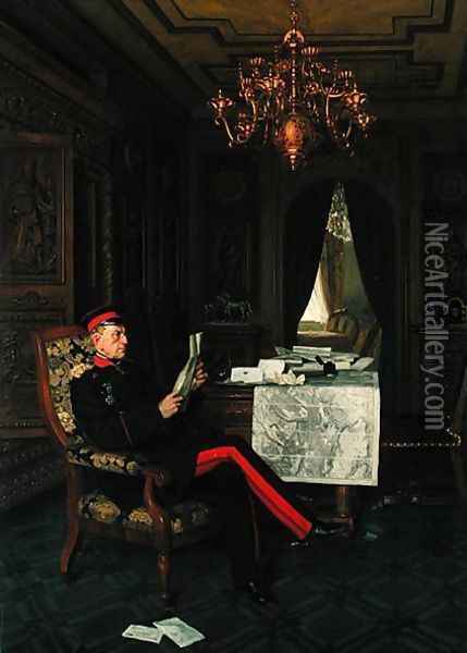 Moltke in Versailles, 1872 Oil Painting - Anton Alexander von Werner